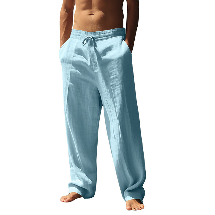 Herren lässige Leinen-Hose mit elastischem Bund Echoarchiv