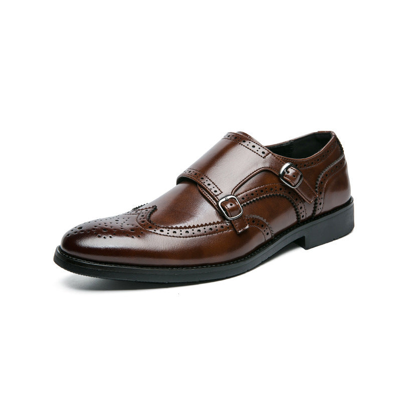 Herren elegante Doppelmonks mit Brogue-Lochung und gepolstertem Komfortfußbett Echo Archiv