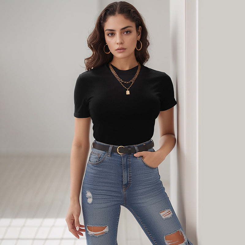 Damen High-Waist Straight-Jeans mit Destroyed-Kniepartie und schmaler Hüftpassform Echoarchiv