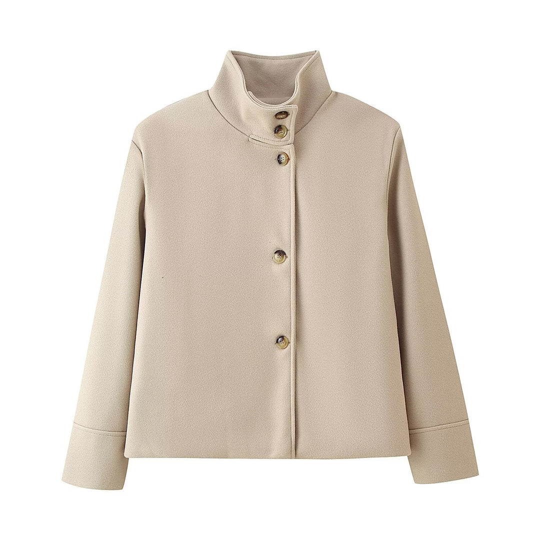 Damen 60+ Boxy‑Kurzjacke mit hohem Stehkragen und verdeckter Knopfleiste Echo Archiv