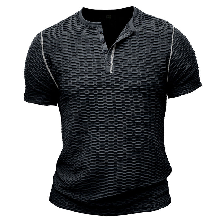Herren modisches Kurzarm-Henley Shirt mit strukturiertem Design Echoarchiv