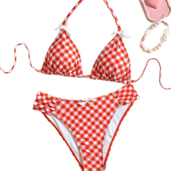 Damen Triangel-Bikini mit verspieltem Karomuster Echo Archiv