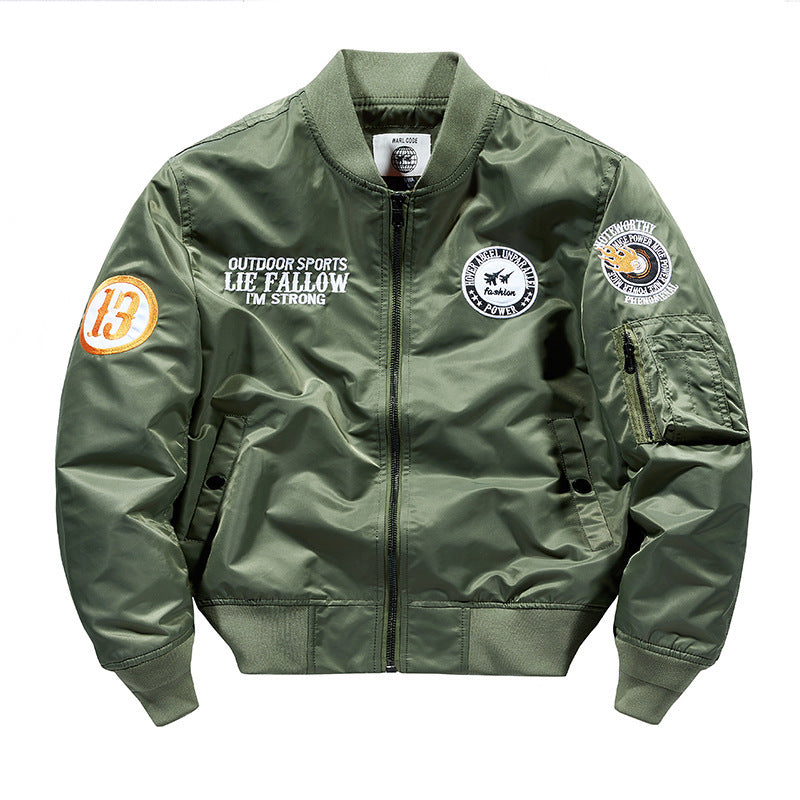 Herren Nylon Piloten-Bomberjacke mit Emblem‑Patches, Ärmel‑Utilitytasche und Rippbündchen Echo Archiv