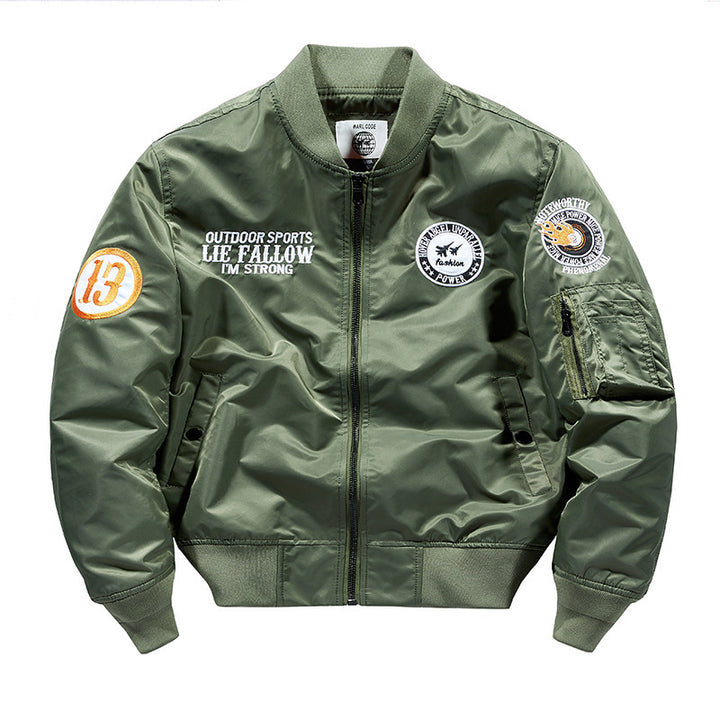 Herren Nylon Piloten-Bomberjacke mit Emblem‑Patches, Ärmel‑Utilitytasche und Rippbündchen Echo Archiv