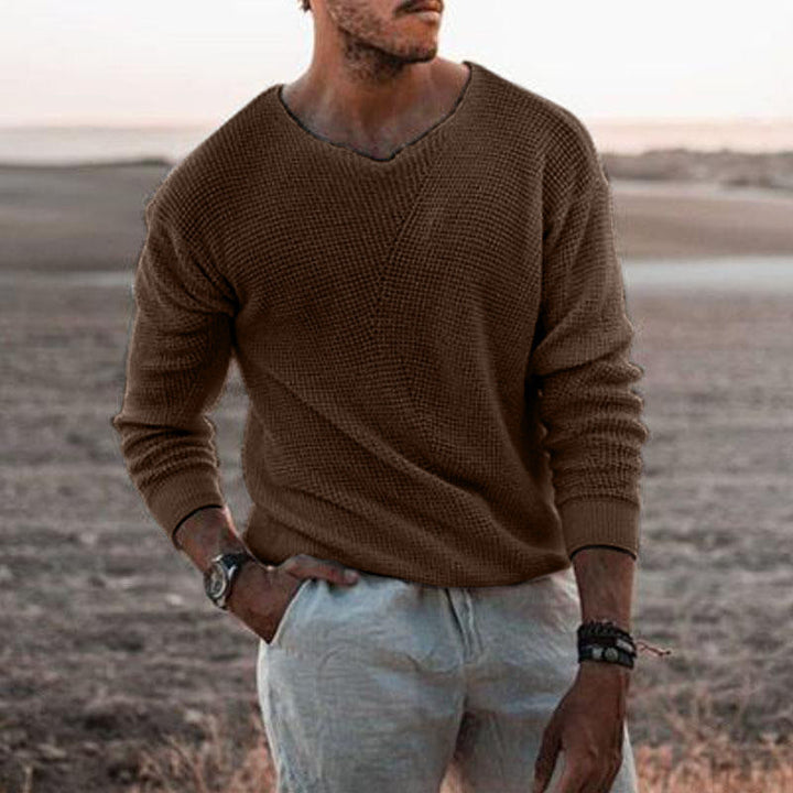 Herren Pullover mit V-Ausschnitt und strukturiertem Design Echoarchiv