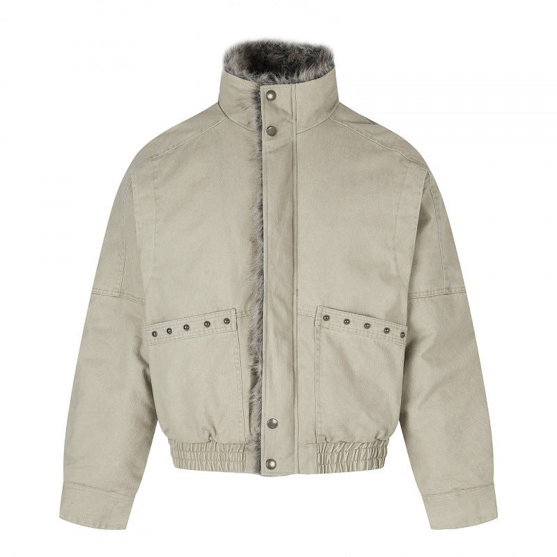 Damen Kurz geschnittene Cord‑Optik Blousonjacke mit Kunstfellfutter und hohem Stehkragen Echo Archiv