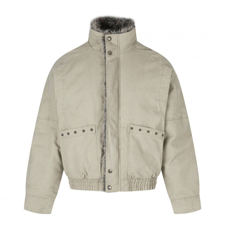 Damen Kurz geschnittene Cord‑Optik Blousonjacke mit Kunstfellfutter und hohem Stehkragen Echo Archiv