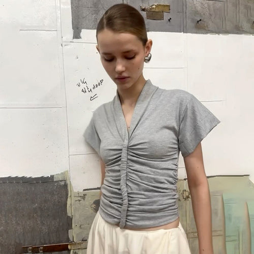 Damen elegantes Kurzarmoberteil mit figurbetonter Raffung Echo Archiv