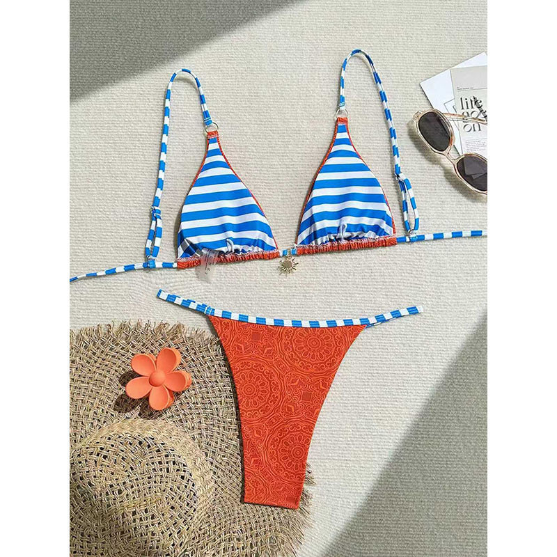 Damen Triangel-Bikini mit regulierbaren Trägern und farblich abgestimmten Akzenten Echo Archiv