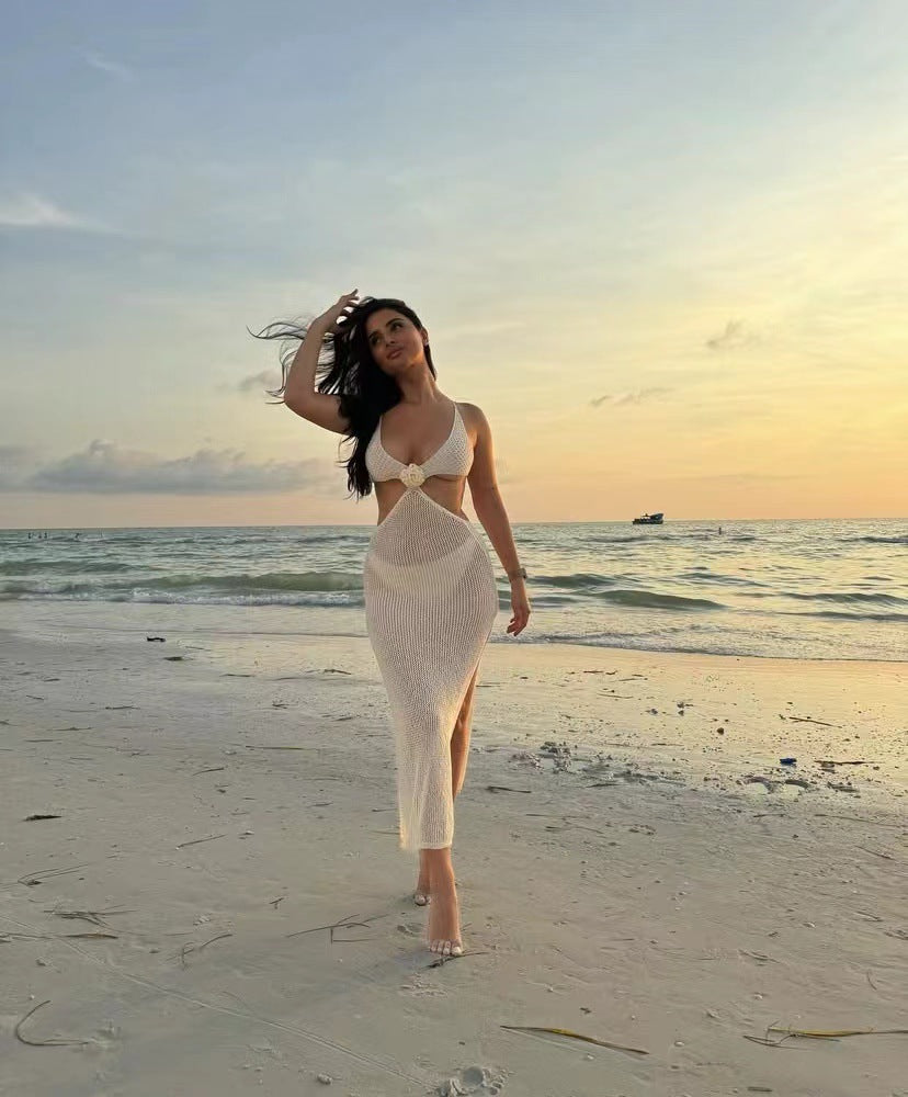 Damen Transparentes Strandkleid mit tiefem V-Ausschnitt Echo Archiv