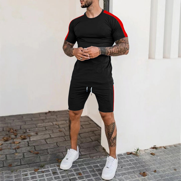 Herren Sportliches Kurzarm-Set mit seitlichem Kontraststreifen Echoarchiv