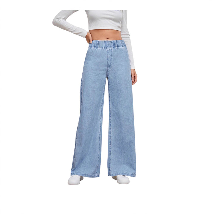 Damen nan High‑Waist Weite-Jeans mit elastischem Bund und ausgestelltem Bein Echo Archiv