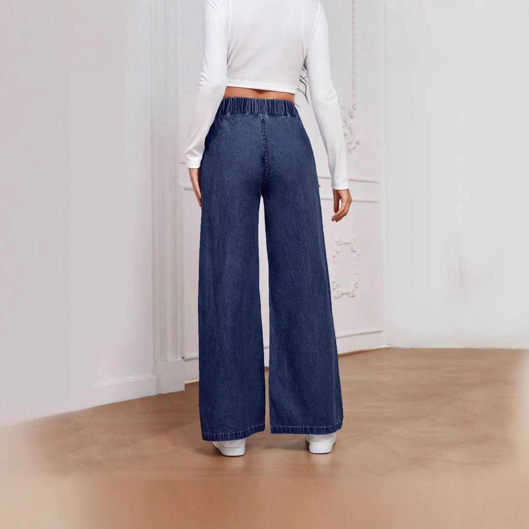 Damen nan High‑Waist Weite-Jeans mit elastischem Bund und ausgestelltem Bein Echo Archiv