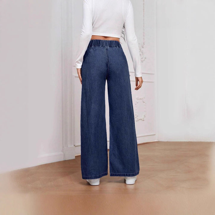 Damen nan High‑Waist Weite-Jeans mit elastischem Bund und ausgestelltem Bein Echo Archiv