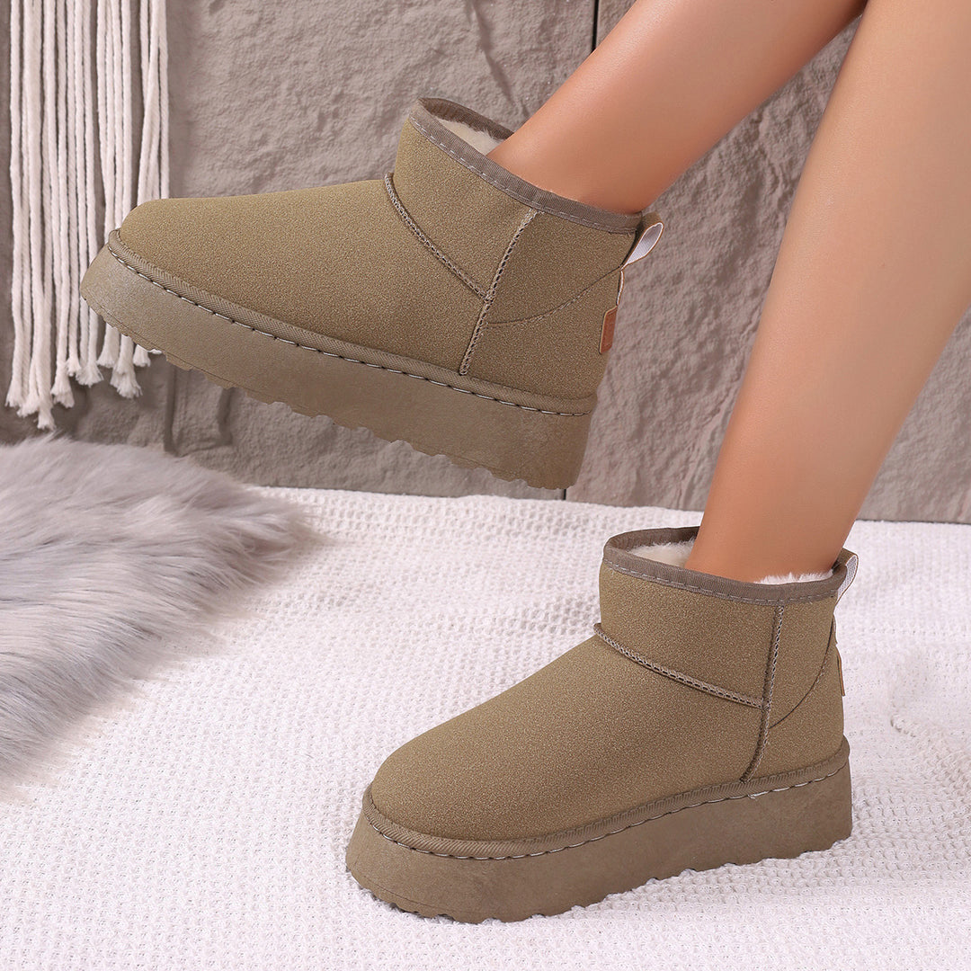 Damen Gefütterte Kurzstiefel mit Plateau‑Sohle und Velours‑Optik Echo Archiv