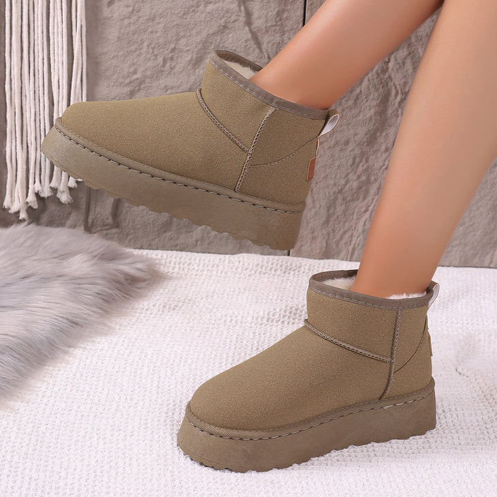 Damen Gefütterte Kurzstiefel mit Plateau‑Sohle und Velours‑Optik Echo Archiv