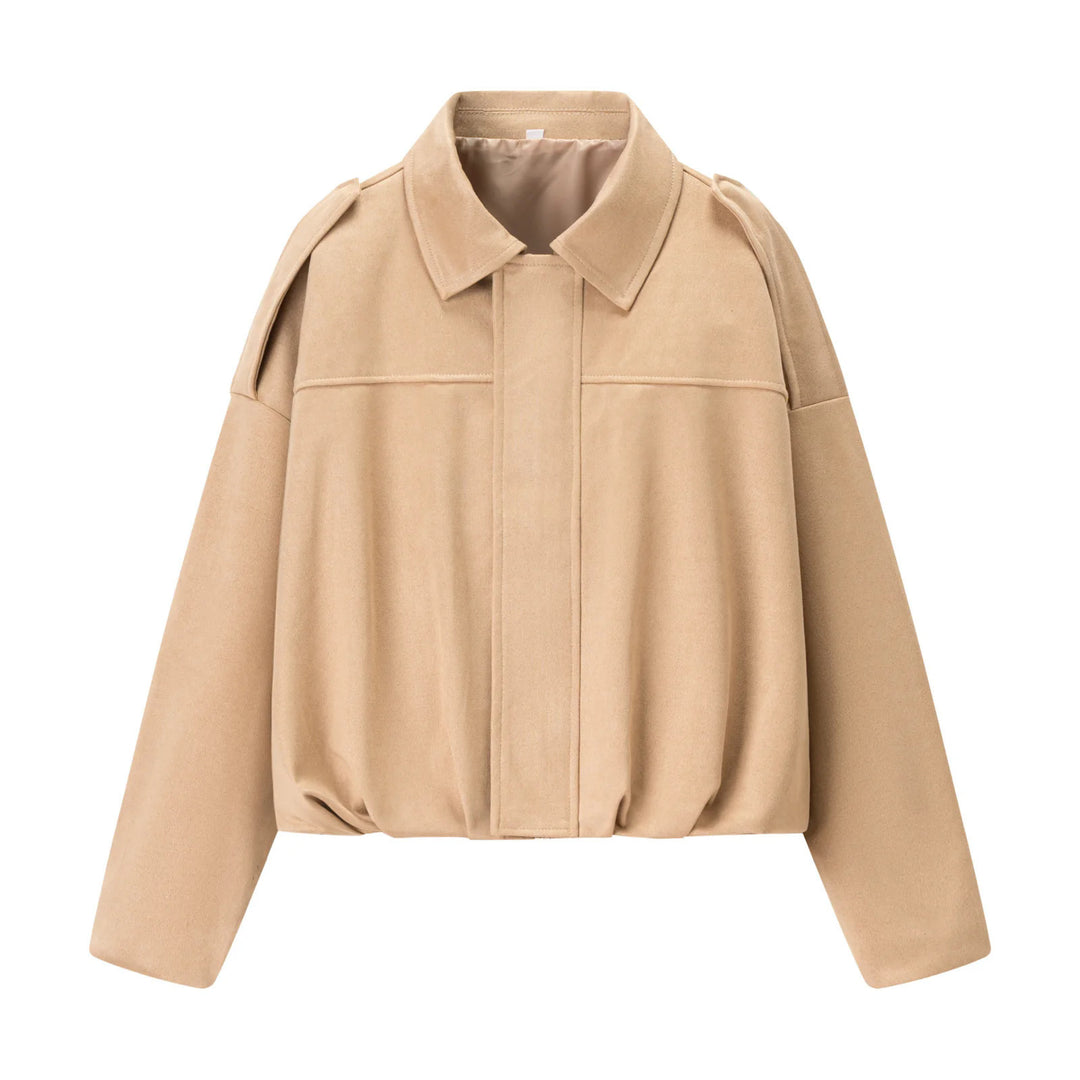 Damen nan cropped Boxy-Blouson mit Hemdkragen, verdeckter Frontleiste und elastischem Saum Echo Archiv