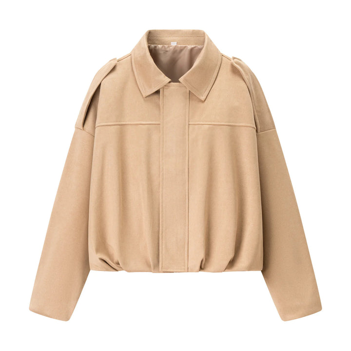 Damen nan cropped Boxy-Blouson mit Hemdkragen, verdeckter Frontleiste und elastischem Saum Echo Archiv