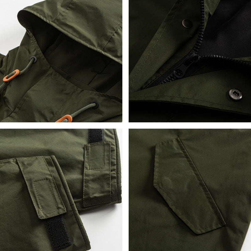 Unisex Oversize Wind- und Wasserdichter Parka mit Kapuze und Fischschwanz-Saum Echo Archiv