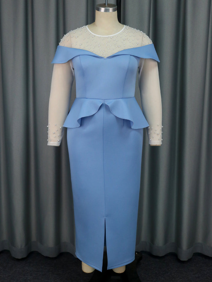 Damen elegantes Midi-Kleid mit schulterfreiem Design und Rüschenelement Echo Archiv