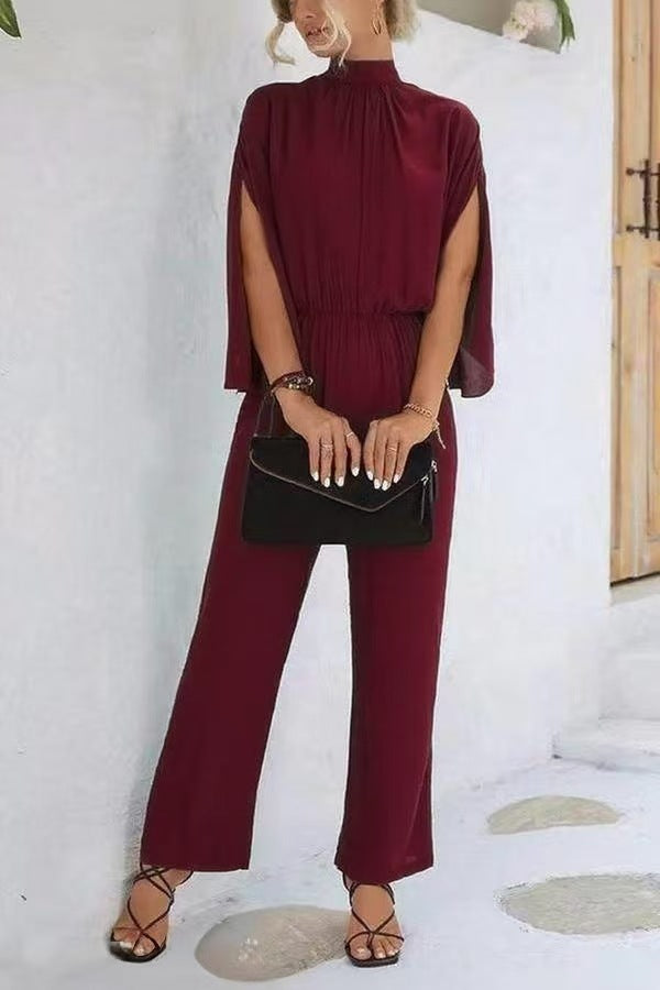 Damen eleganter Jumpsuit mit weitem Bein und Chiffon-Ärmeln Echo Archiv