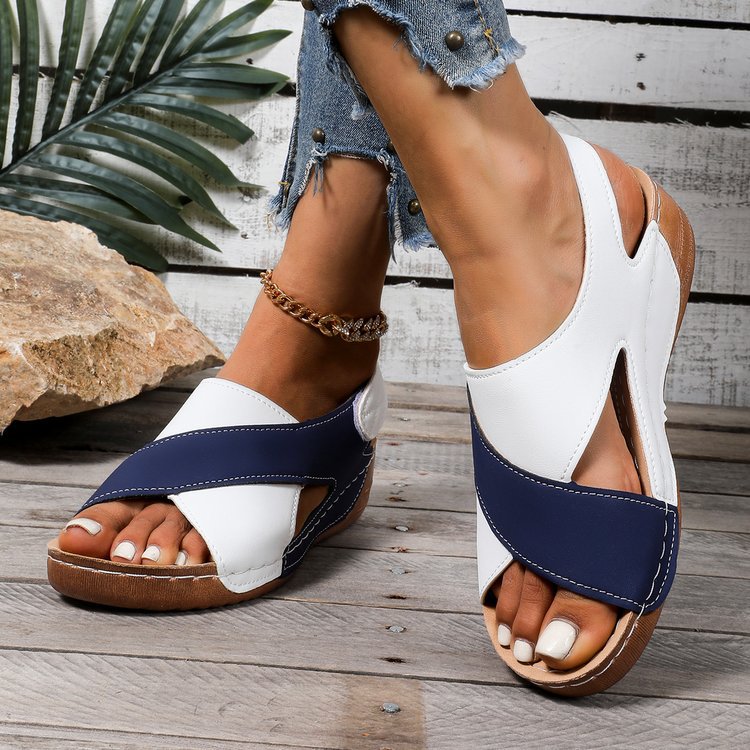 Damen Cross‑Riemen Komfort‑Sandalen mit Klettverschluss – Sorelia
