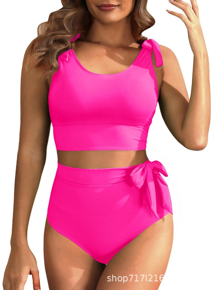 Damen Hochtailliertes Bikini-Set mit knotenverziertem Oberteil Echo Archiv