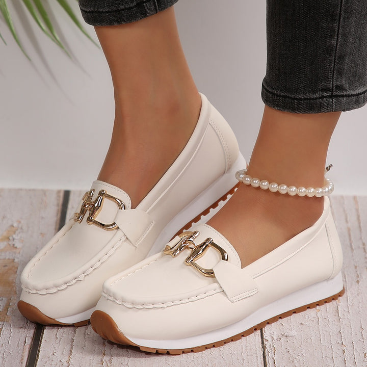 Damen Angesagte Plateau‑Loafer mit Gold‑Horsebit und gepolstertem Komfortfußbett – Lioré