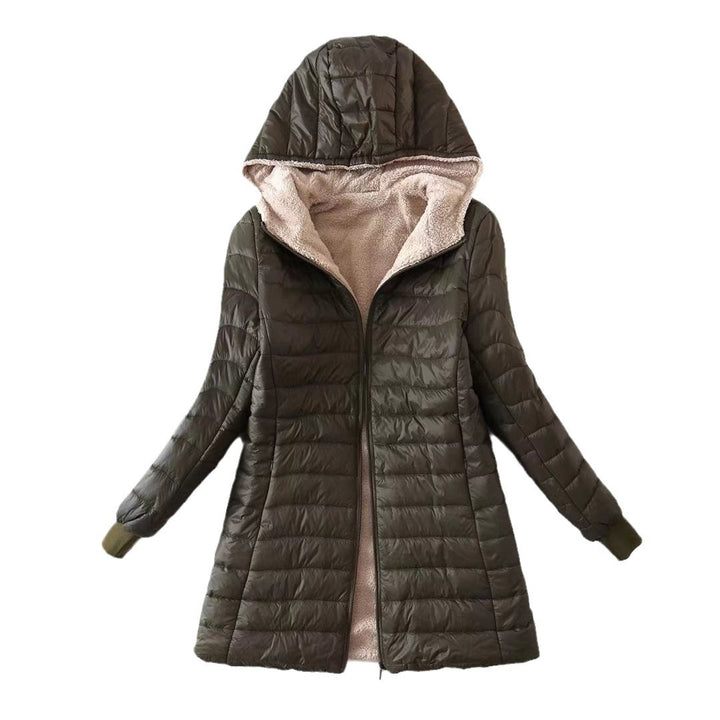 Damen nan gesteppter Steppmantel mit Teddyfutter, taillierter Silhouette und Kapuze Echo Archiv