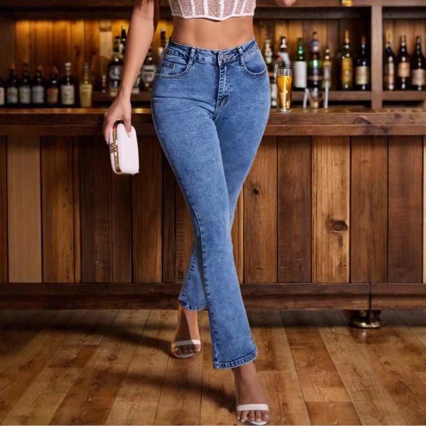 Damen Hochtaillierte schmal geschnittene Jeans im Straight‑Schnitt mit sculptendem Komfortbund Echo Archiv