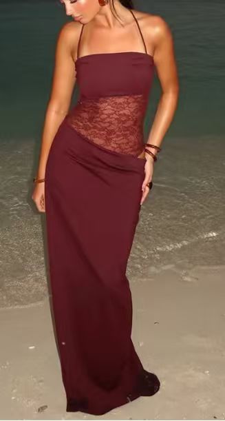 Damen nan Bandeau-Maxikleid mit transparentem Spitzenkorsett und knotbaren Spaghettiträgern Echo Archiv