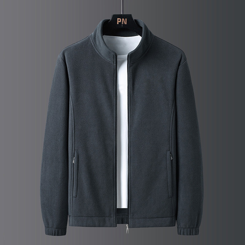 Herren modische Fleecejacke mit praktischem Stehkragen und seitlichen Reißverschlusstaschen Echoarchiv