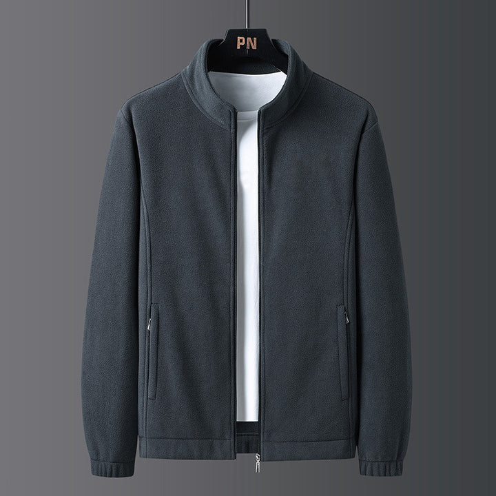 Herren modische Fleecejacke mit praktischem Stehkragen und seitlichen Reißverschlusstaschen Echoarchiv