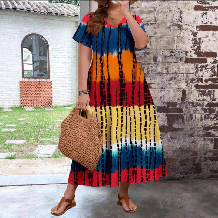 Damen Maxikleid mit modernem Farbverlauf und grafischem Muster Echo Archiv