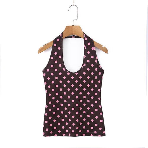 Damen Spaghettiträger Top mit frechem Punktedesign und elastischem Bund Echo Archiv
