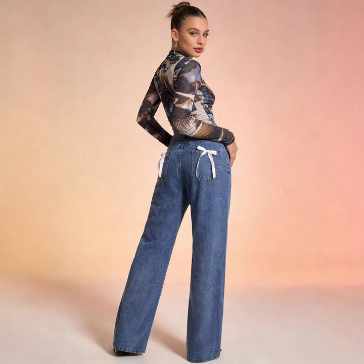 Damen nan hochgeschnittene extra-lange Schlagjeans mit weitem Bein und cleanem Five-Pocket-Schnitt Echo Archiv