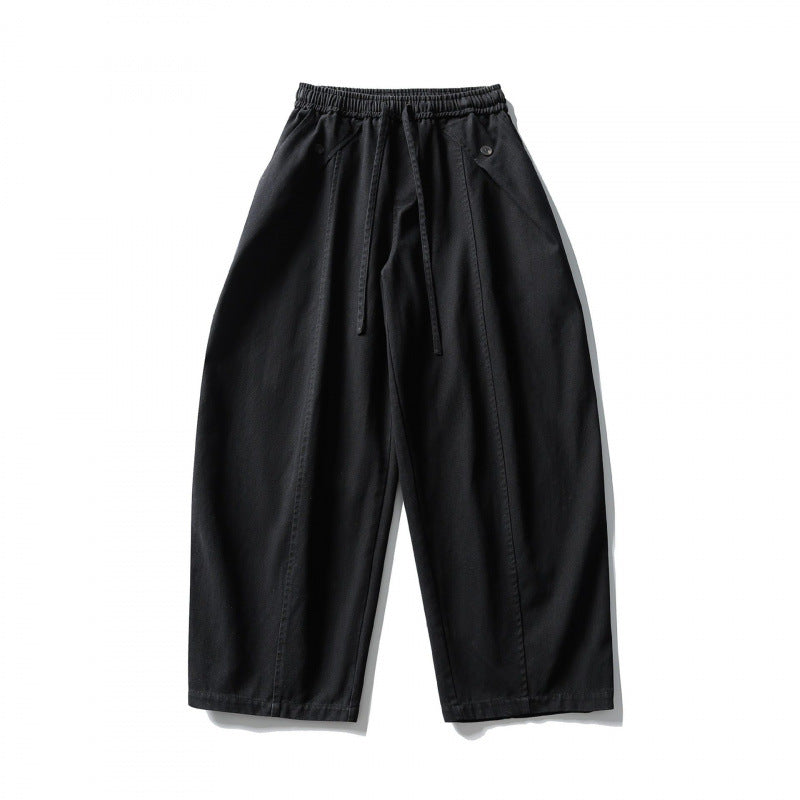Unisex Weite Ballonhose aus Baumwollmix mit Tunnelzugbund und dekorativen Abnähern Echo Archiv