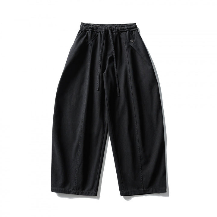 Unisex Weite Ballonhose aus Baumwollmix mit Tunnelzugbund und dekorativen Abnähern Echo Archiv