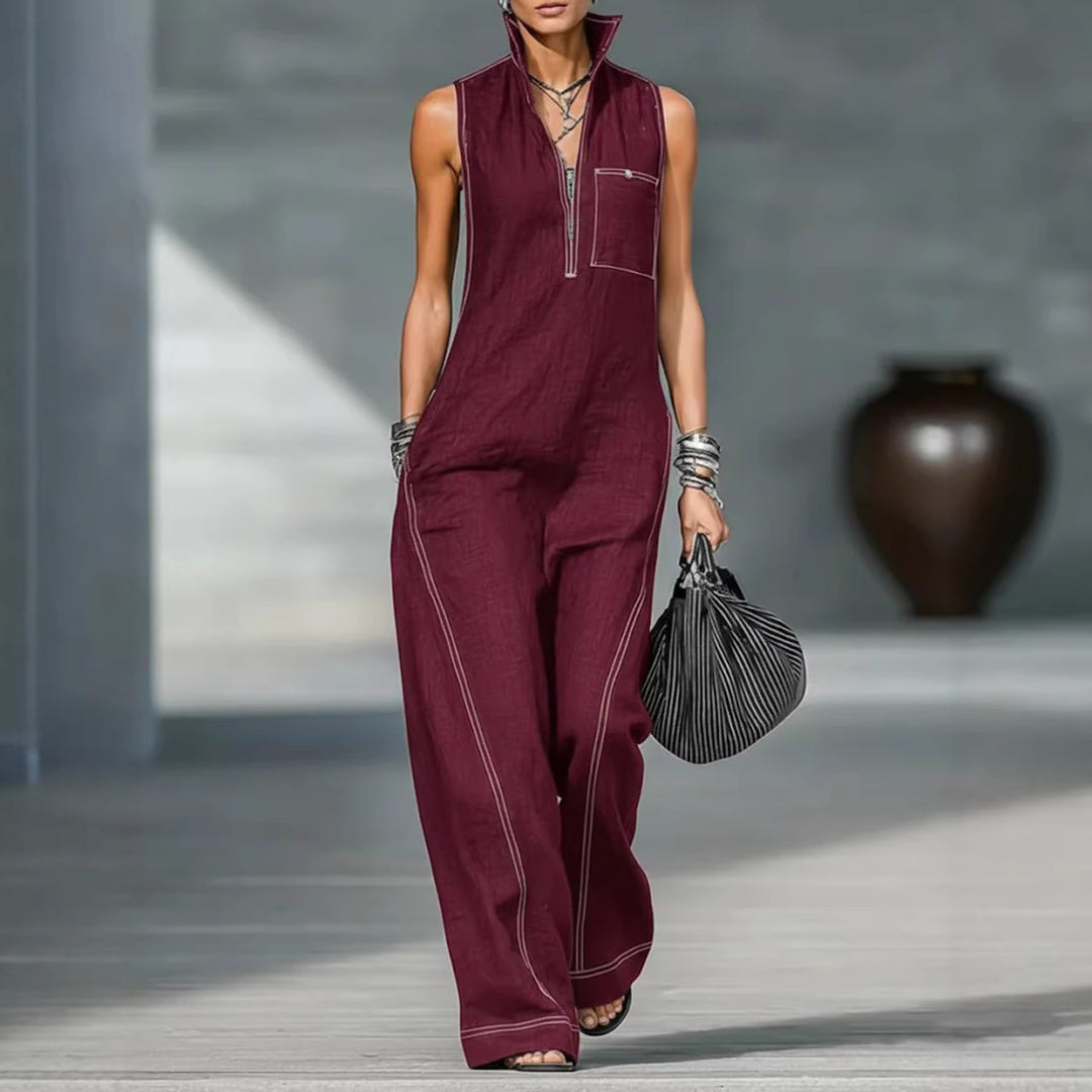 Damen Utility-Jumpsuit mit hochgeschlossenem Kragen und tiefem Reißverschluss Echo Archiv