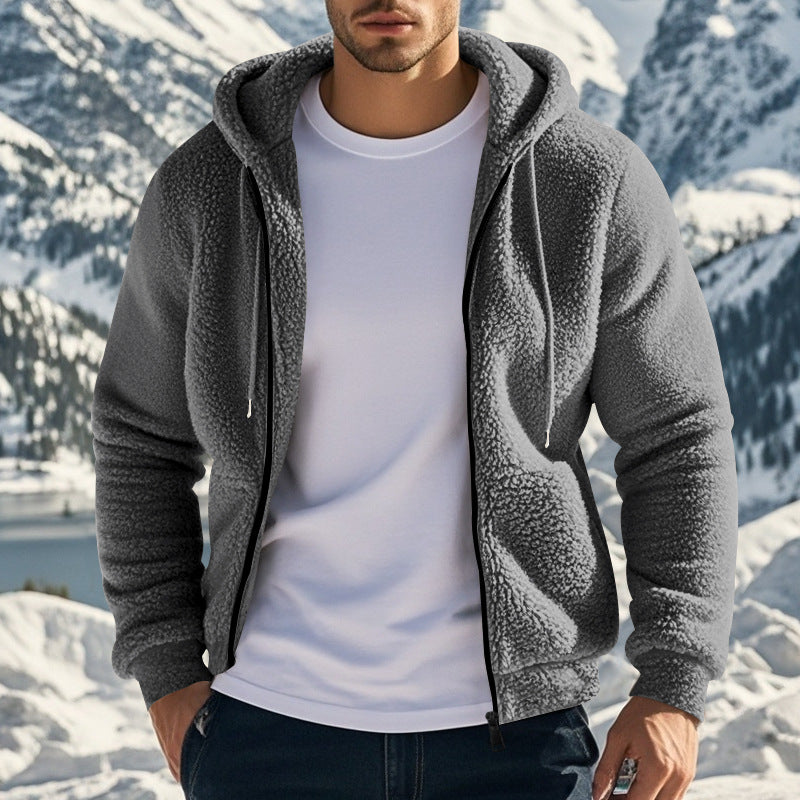 Herren Fleece-Kapuzenjacke mit hochwertigem Teddy-Futter und praktischen Taschen Echoarchiv