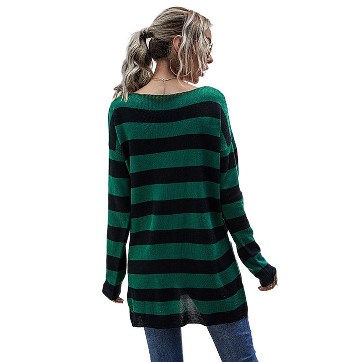 Damen Off-Shoulder Strickpullover mit Streifen Echo Archiv
