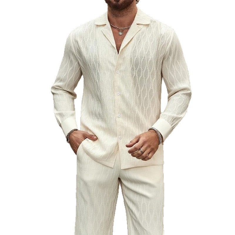 Herren eleganter Set mit feinem Strukturmuster und komfortablem Schnitt Echoarchiv