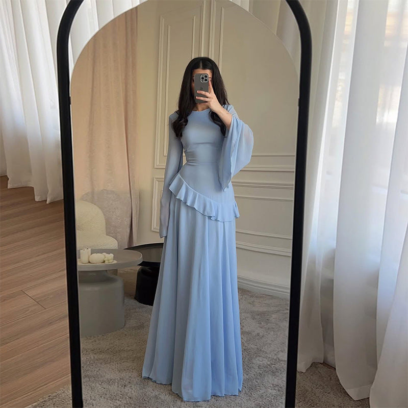 Damen Elegantes Maxikleid mit Rüschendetails und weitem Schnitt Echo Archiv