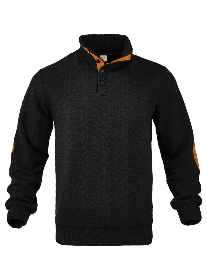 Herren Strickpullover mit hohem Kragen und modernen Knopfdetails Echoarchiv