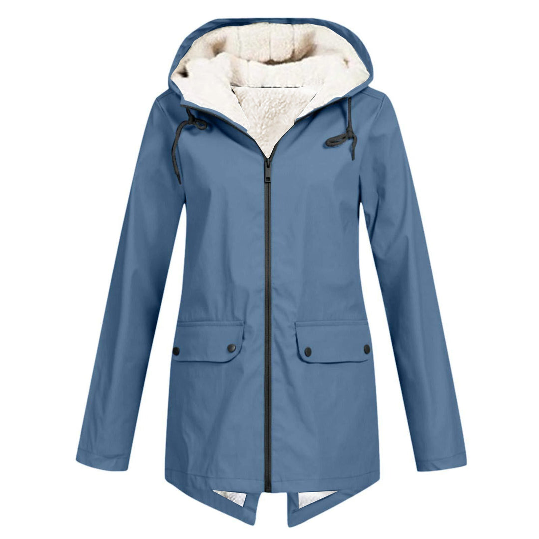 Damen wetterfeste und gefütterte Regenjacke mit verstellbarem Kapuzenkragen Echoarchiv