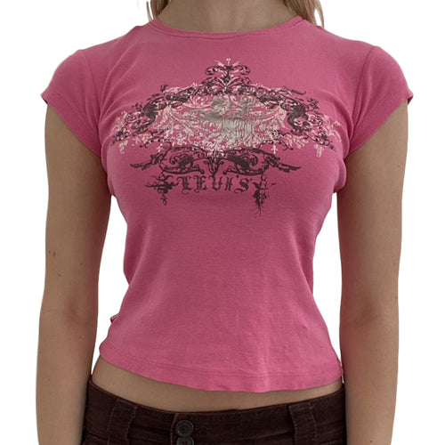 Damen lässiges Grafik-Crop-Top mit Rundhals-Ausschnitt Echo Archiv