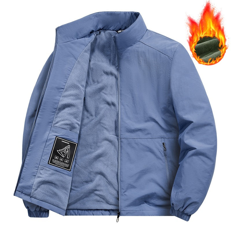 Herren Fleecegefütterte Windjacke mit Stehkragen, Thermofutter & verdeckten Reißverschlusstaschen Echoarchiv