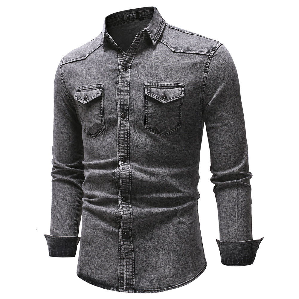 Herren Jeanshemd mit modernen Details und praktischen Taschen Echoarchiv