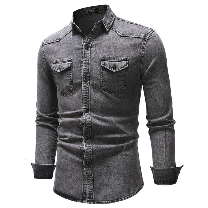 Herren Jeanshemd mit modernen Details und praktischen Taschen Echoarchiv