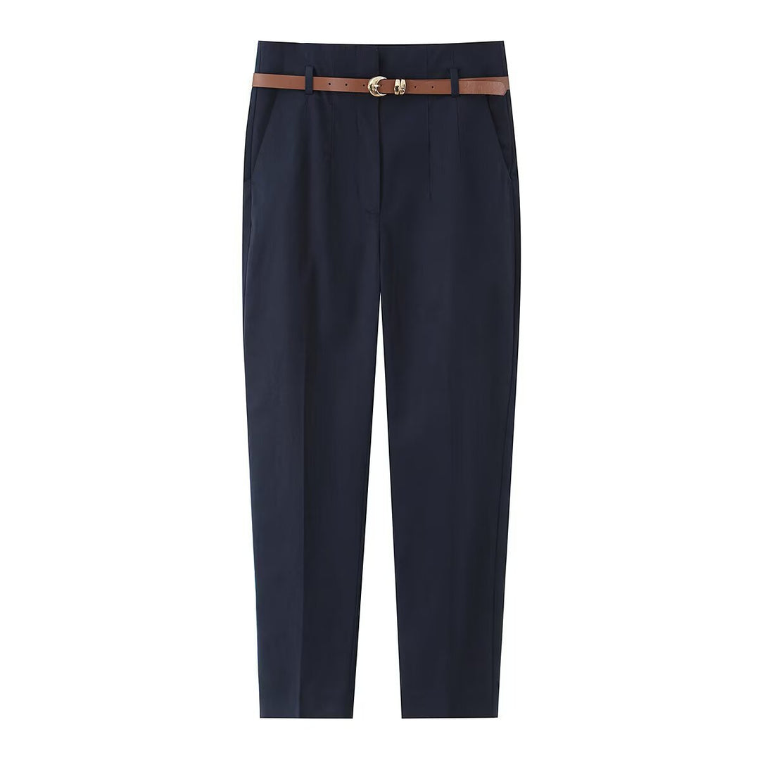 Damen elegante Chinohose mit praktischen Taschen und modischem Gürtel Echo Archiv